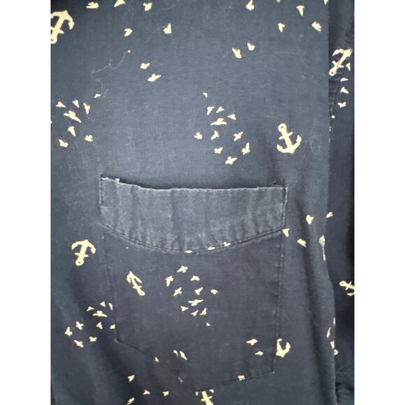 Carbon Mens XXL Navy and White Button-Up Shirt With Anchor and Bird Print - Picture 4 of 6